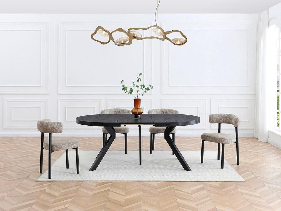 Vente-unique Uitschuifbare eettafel voor 6 tot 12 personen gemaakt van MDF en staal Zwart KOMONI - Foto 2