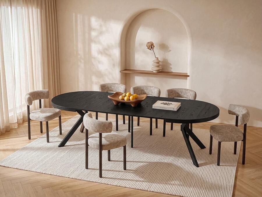 Vente-unique Uitschuifbare eettafel voor 6 tot 12 personen gemaakt van MDF en staal Zwart KOMONI - Foto 3