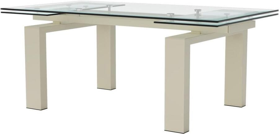 Vente-unique Uitschuifbare eettafel voor 8 tot 10 personen van gehard glas en beige metaal Transparant LUBANA - Foto 2
