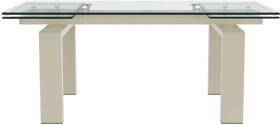 Vente-unique Uitschuifbare eettafel voor 8 tot 10 personen van gehard glas en beige metaal Transparant LUBANA