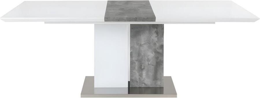 Vente-unique Uitschuiftafel EREN 6 tot 8 zitplaatsen Gelakt MDF Kleuren: wit en betongrijs L 200 cm x H 75.5 cm x D 90 cm - Foto 4