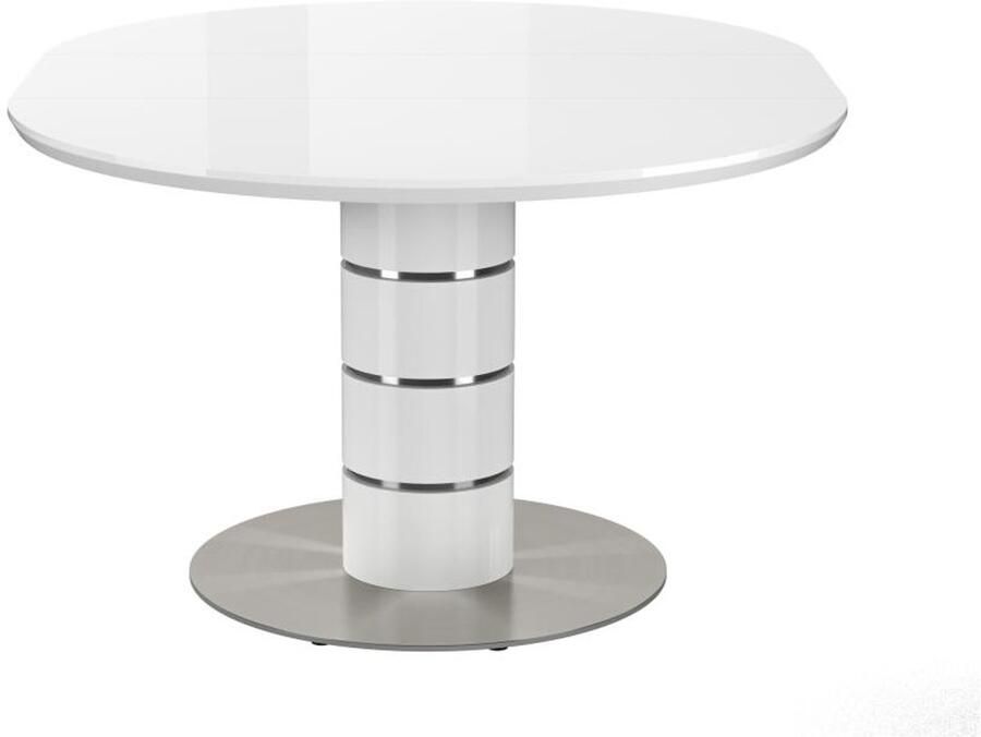 Vente-unique Uittrekbare eettafel 4 à 6 personen Mdf en roestvrij metaal Witgelakt CUSCO L 160 cm x H 76 cm x D 120 cm