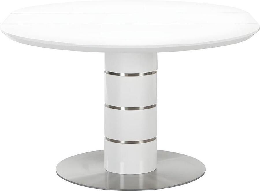 Vente-unique Uittrekbare eettafel 4 à 6 personen Mdf en roestvrij metaal Witgelakt CUSCO L 160 cm x H 76 cm x D 120 cm - Foto 2