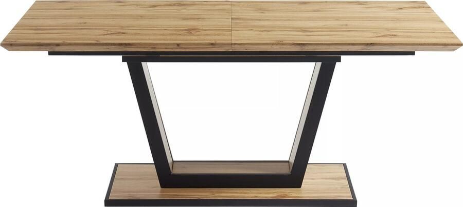 Vente-unique Uittrekbare eettafel 6-10 personen in mdf en metaal Houtlook en zwart VITENO L 240 cm x H 75 cm x D 90 cm