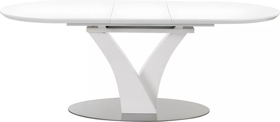 Vente-unique Uittrekbare eettafel 6 à 8 personen Mdf en roestvrij metaal Witgelakt TALARA L 200 cm x H 76 cm x D 95 cm - Foto 3