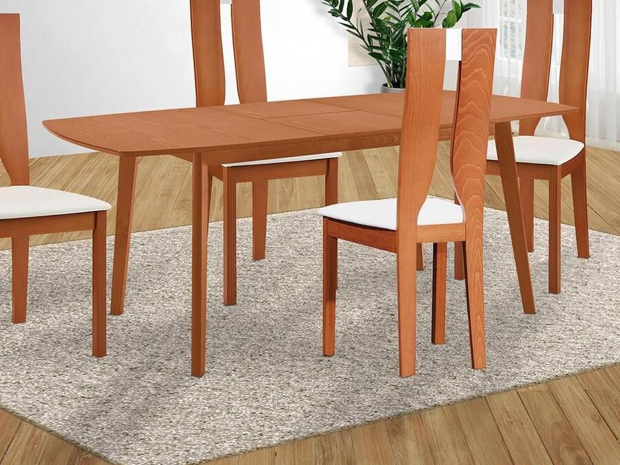 Vente-unique Uittrekbare eettafel voor 6 tot 8 personen in MDF en massief beukenhout Lichte houtlook SILVIA L 195 cm x H 75 cm x D 90 cm