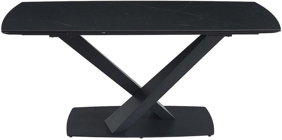 Maison Céphy Verlengbare eettafel 6 tot 10 plaatsen van gehard glas Zwart marmereffect MALATA van Pascal MORABITO L 260 cm x H 76 cm x D 90 cm - Foto 4