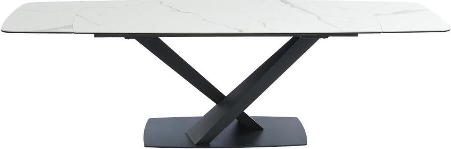 Maison Céphy Verlengbare eettafel 6 tot 10 plaatsen van keramiek en metaal Wit en zwart marmereffect MALATA van Pascal Morabito L 260 cm x H 76 cm x D 90 cm - Foto 3