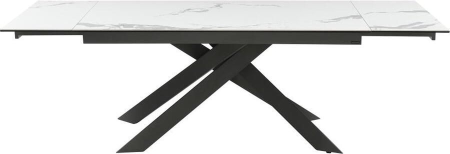 Maison Céphy Verlengbare eettafel 6 tot 10 plaatsen van keramiek en metaal Wit marmereffect en antraciet COREMA van Pascal MORABITO L 240 cm x H 76 cm x D 90 cm - Foto 5