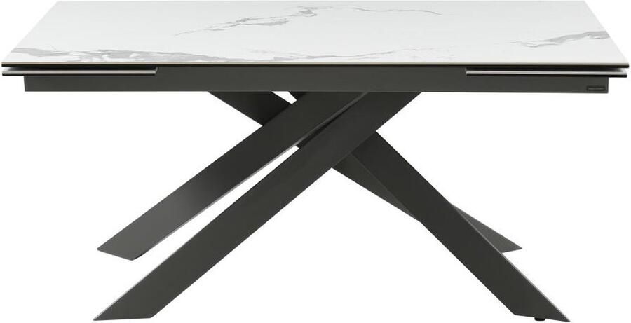 Maison Céphy Verlengbare eettafel 6 tot 10 plaatsen van keramiek en metaal Wit marmereffect en antraciet COREMA van Pascal MORABITO L 240 cm x H 76 cm x D 90 cm - Foto 4