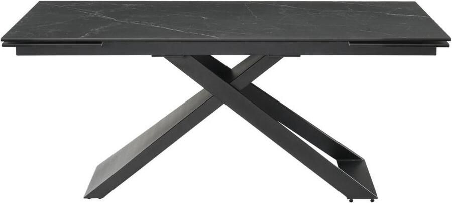 Maison Céphy Verlengbare eettafel 6 tot 10 plaatsen van keramiek en metaal Zwart marmereffect XERENA van Pascal MORABITO L 260 cm x H 76 cm x D 90 cm - Foto 3