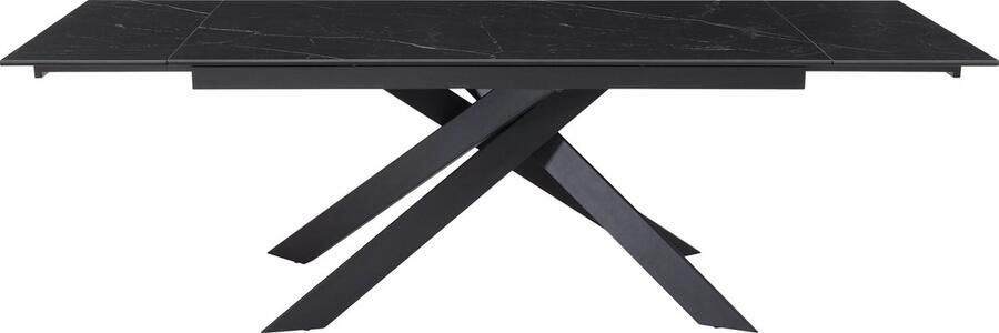 Maison Céphy Verlengbare eettafel 6 tot 10 plaatsen van keramiek gehard glas en metaal Zwart marmereffect COREMA van Pascal MORABITO L 240 cm x H 76 cm x D 90 cm - Foto 2