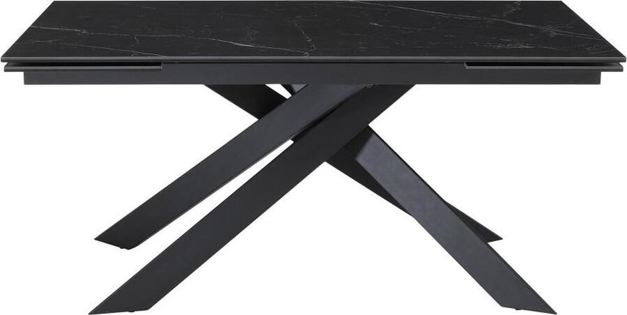 Maison Céphy Verlengbare eettafel 6 tot 10 plaatsen van keramiek gehard glas en metaal Zwart marmereffect COREMA van Pascal MORABITO L 240 cm x H 76 cm x D 90 cm