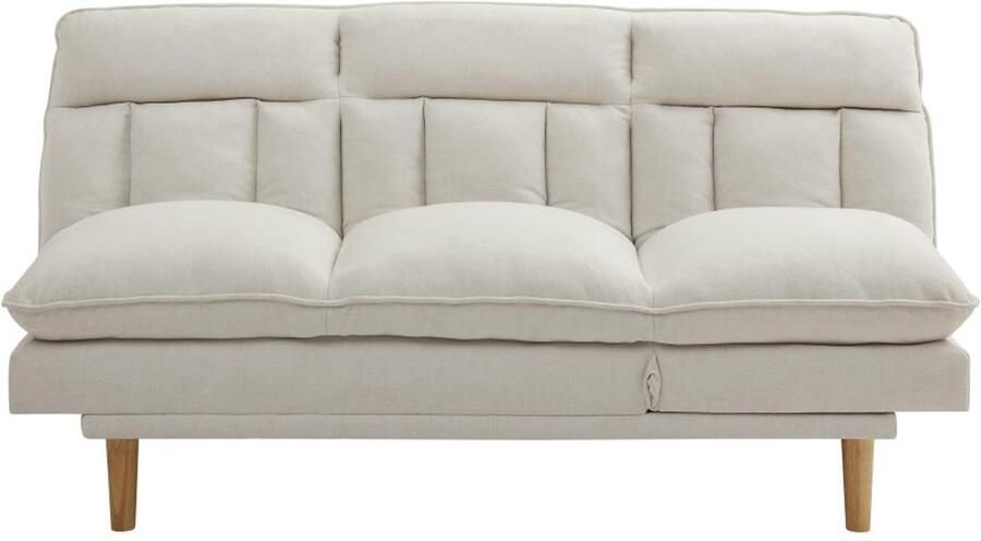 Vente-unique Verstelbare driezits slaapbank met klik-klakmechanisme in beige stof PALOBU