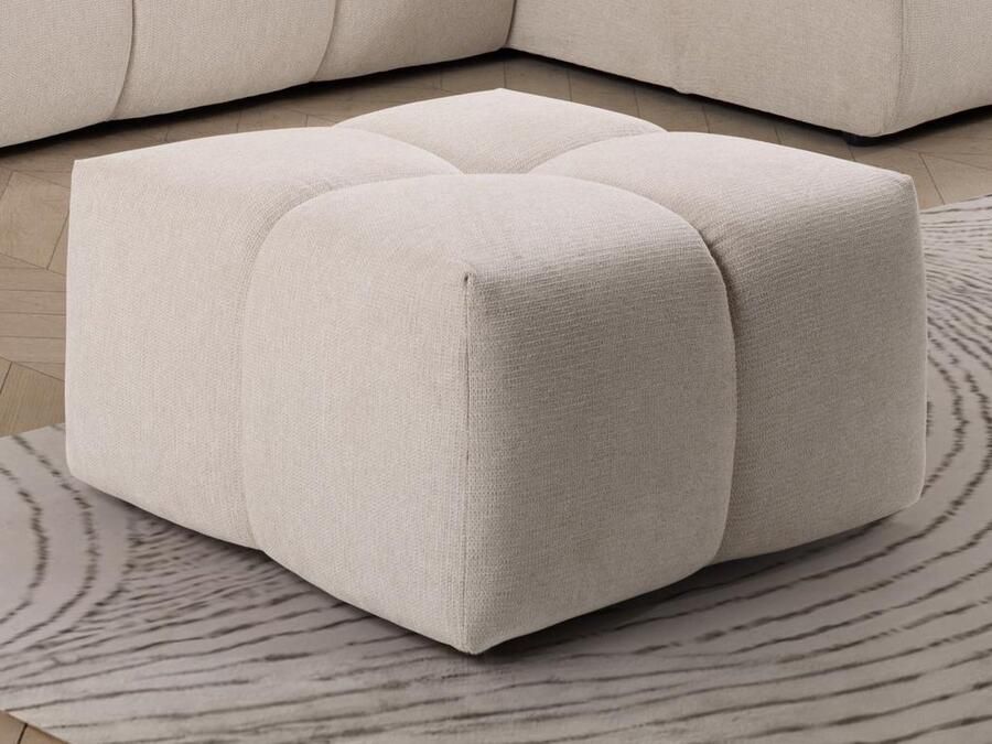 Vente-unique Vierkante poef van beige stof TRIMALDI L 80 cm x H 46 cm x D 80 cm