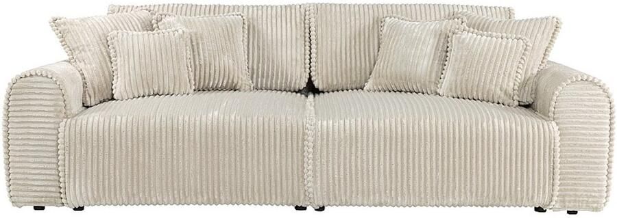 Vente-unique Vierzits slaapbank met diepere zit in grof ribfluweel beige TELARO