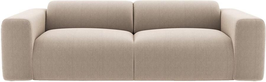 Vente-unique Vierzitsbank van beige stof met textuur POGNI van Maison Céphy L 245 cm x H 73 cm x D 97 cm - Foto 3