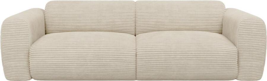 Vente-unique Vierzitsbank van beige ribfluweel POGNI van Maison Céphy L 245 cm x H 73 cm x D 97 cm - Foto 2
