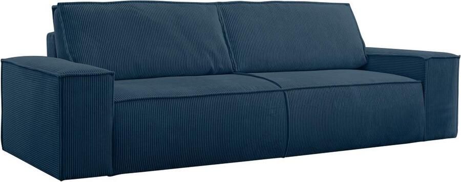 Vente-unique Vierzitsslaapbank AMELIA van PASCAL MORABITO Ribfluweel Blauw L 257 cm x H 85 cm x D 102 cm - Foto 4