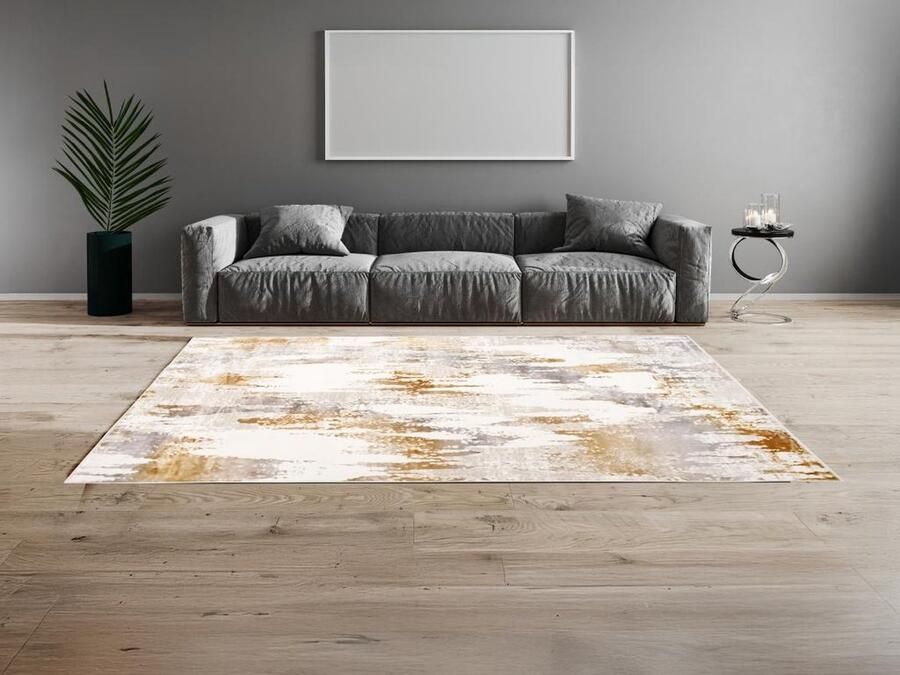 Vente-unique Vloerkleed in vintage stijl 160 x 230 cm Taupe donkerbruin en wit PALERIO L 230 cm x H cm x D 160 cm - Foto 2