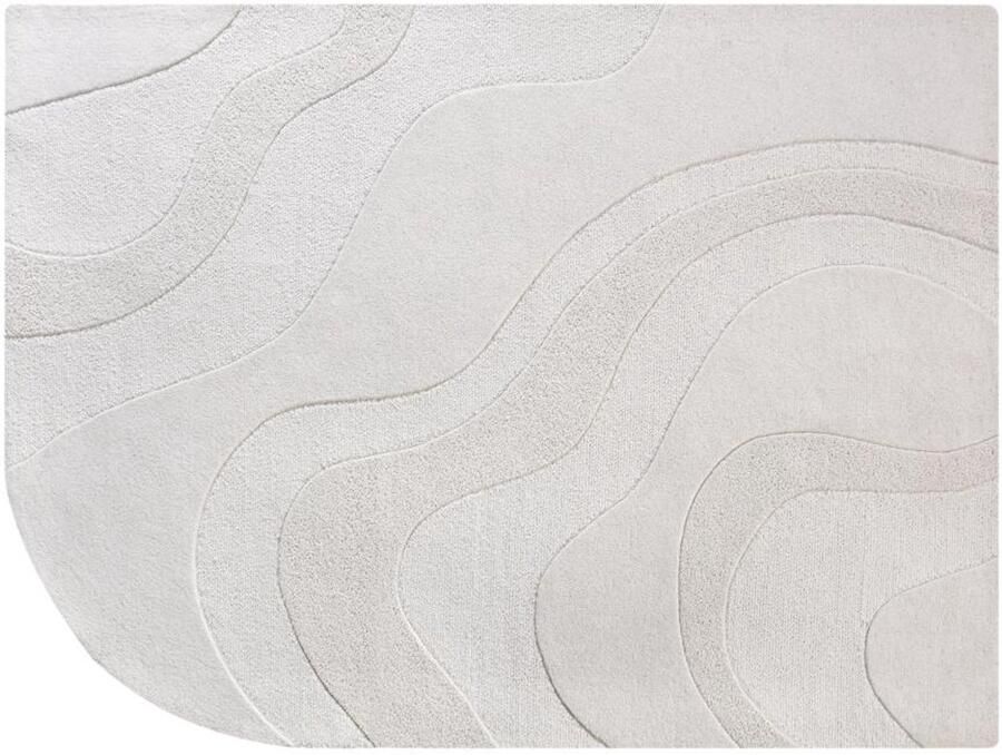 Vente-unique Tapijt met reliëf van 100% handgetufte wol met afgeronde randen 200 x 290 cm Ivoorwit VELORIA L 200 cm x H cm x D 290 cm