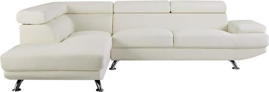 Vente-unique XXL hoekbank van kunstleer ROMAIN wit hoek links L 290 cm x H 95 cm x D 226 cm - Foto 2