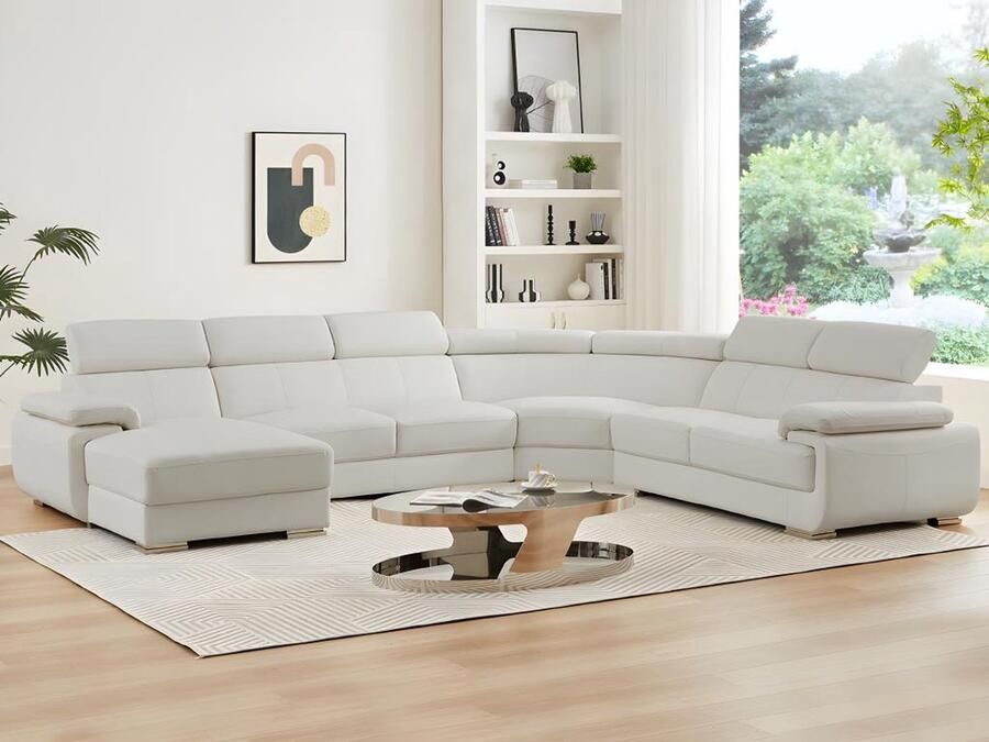 Vente-unique XXL zevenzitsbank van leer ELEVANTO wit hoek links L 355 cm x H 90 cm x D 172 cm - Foto 3