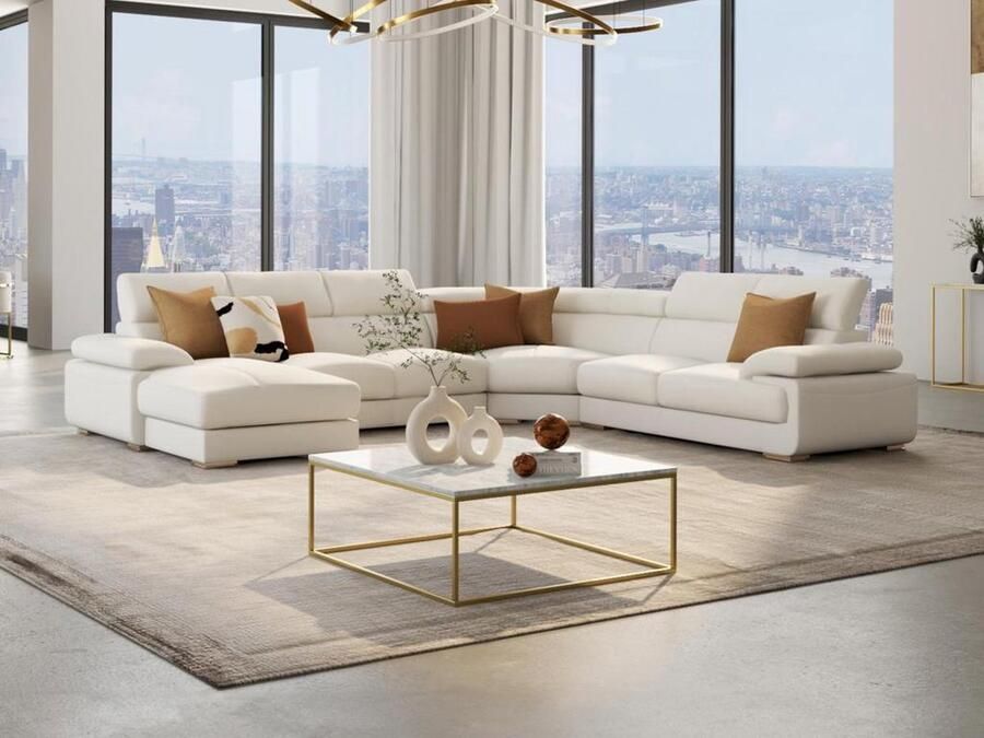 Vente-unique XXL zevenzitsbank van leer ELEVANTO wit hoek links L 355 cm x H 90 cm x D 172 cm - Foto 2