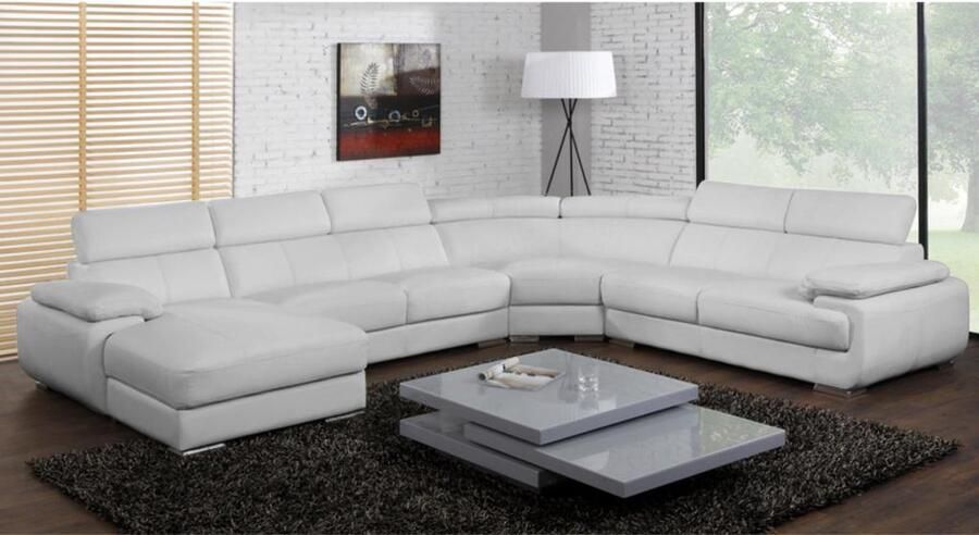 Vente-unique XXL zevenzitsbank van leer ELEVANTO wit hoek links L 355 cm x H 90 cm x D 172 cm - Foto 5