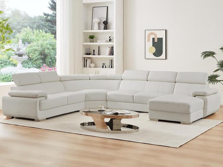 Vente-unique XXL zevenzitsbank van leer ELEVANTO wit hoek rechts L 355 cm x H 90 cm x D 172 cm - Foto 3