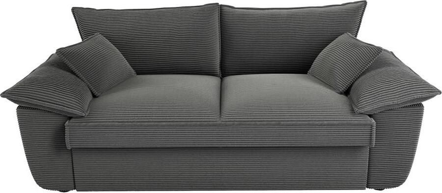 Vente-unique Zitbank met 3 plaatsen in donkergrijs ribfluweel GUILLERMO L 230 cm x H 90 cm x D 100 cm - Foto 2