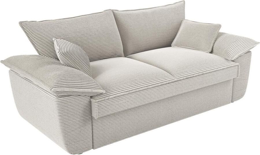 Vente-unique Zitbank met 3 plaatsen in lichtgrijs ribfluweel GUILLERMO L 230 cm x H 90 cm x D 100 cm