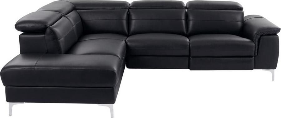 Vente-unique Zitbank met hoek links en elektrische relaxfunctie in zwart leer FUSINO L 263 cm x H 76 cm x D 218 cm