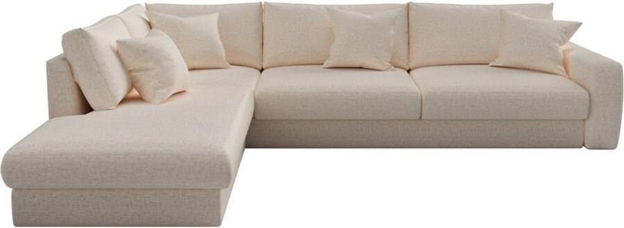 Vente-unique Zitbank met hoek links in beige stof JULINA van Maison Céphy L 267 cm x H 79 cm x D 254 cm - Foto 2