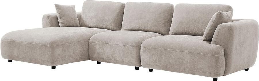 Vente-unique Zitbank met hoek links van beige stof TINDRALO