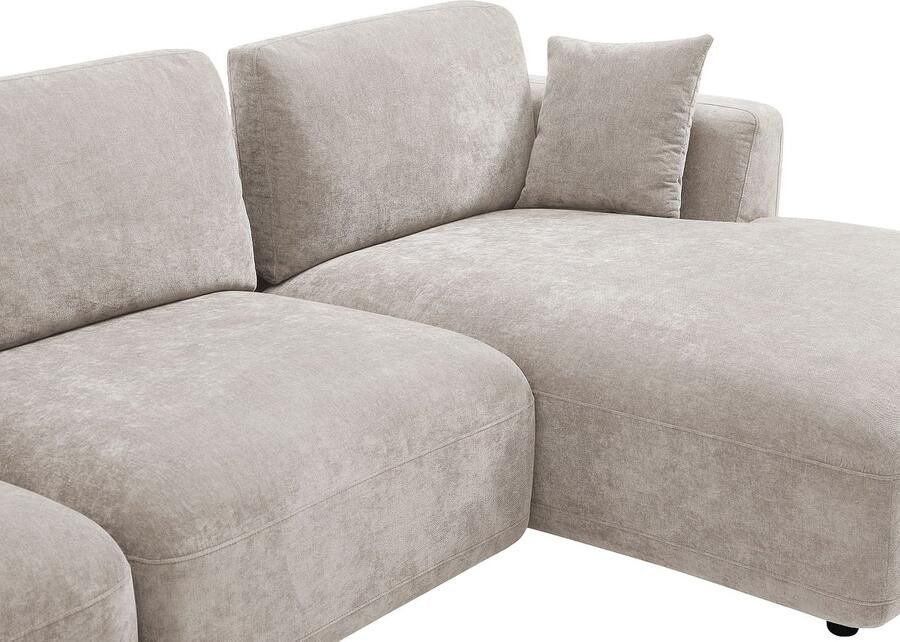 Vente-unique Zitbank met hoek rechts van beige stof TINDRALO - Foto 4