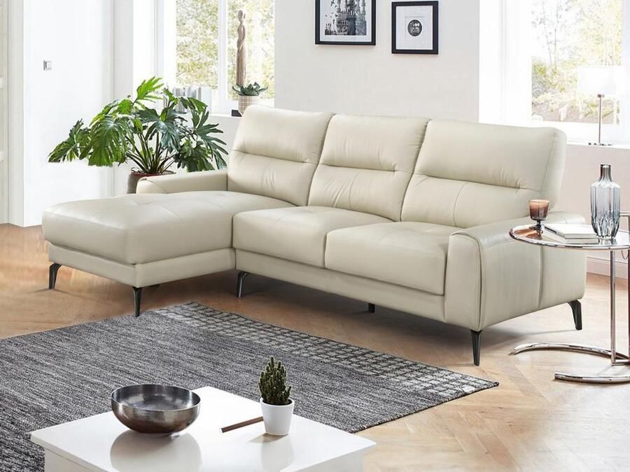 Vente-unique Zitbank met linkse hoek in beige buffelleer VALDANA L 258.5 cm x H 96 cm x D 159 cm - Foto 2