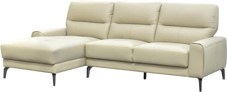 Vente-unique Zitbank met linkse hoek in beige buffelleer VALDANA L 258.5 cm x H 96 cm x D 159 cm