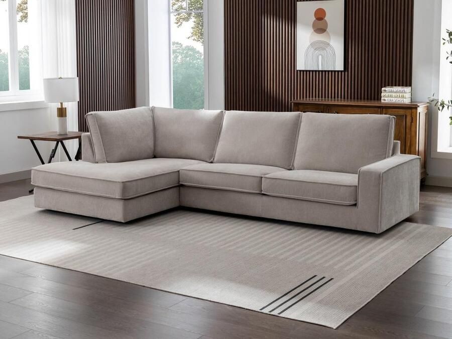 Vente-unique Zitbank met linkse hoek in beige stof APRICALE L 298 cm x H 90 cm x D 171 cm - Foto 2