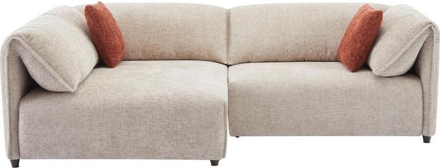 Vente-unique Zitbank met linkse hoek in beige textuurstof LOUSOPA van Maison Céphy L 250 cm x H 75 cm x D 141 cm