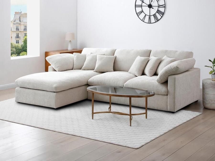 Vente-unique Zitbank met linkse hoek in beige textuurstof TRODANO L 304 cm x H 89 cm x D 182 cm - Foto 2