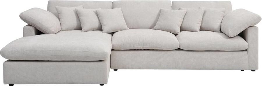 Vente-unique Zitbank met linkse hoek in beige textuurstof TRODANO L 304 cm x H 89 cm x D 182 cm