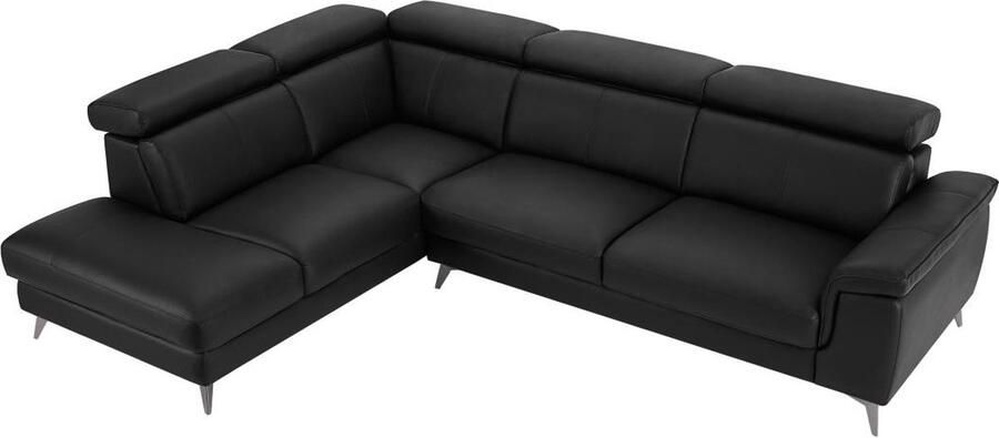Vente-unique Zitbank met linkse hoek in zwart leer MARAMBA L 288 cm x H 82 cm x D 219 cm