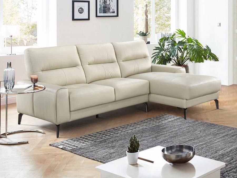 Vente-unique Zitbank met rechtse hoek in beige buffelleer VALDANA L 258.5 cm x H 96 cm x D 159 cm - Foto 3