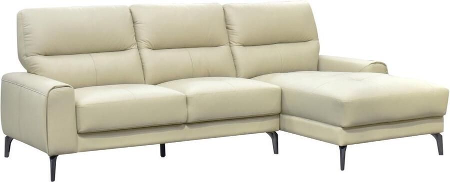 Vente-unique Zitbank met rechtse hoek in beige buffelleer VALDANA L 258.5 cm x H 96 cm x D 159 cm - Foto 2