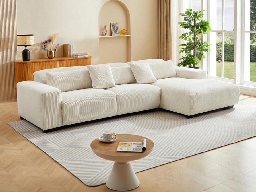 Maison Céphy Zitbank met rechtse hoek in beige ribfluweel OVENTINO L 315 cm x H 70 cm x D 166 cm - Foto 2