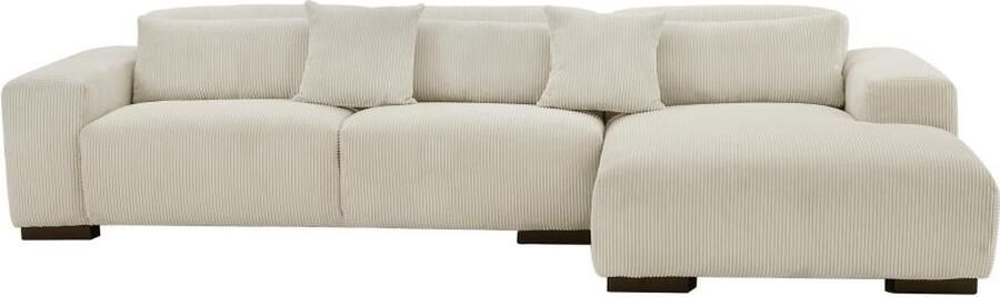 Maison Céphy Zitbank met rechtse hoek in beige ribfluweel OVENTINO L 315 cm x H 70 cm x D 166 cm
