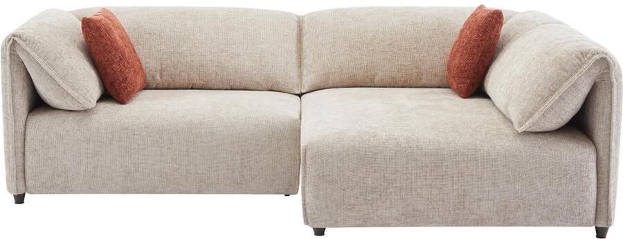 Vente-unique Zitbank met rechtse hoek in beige textuurstof LOUSOPA van Maison Céphy L 250 cm x H 75 cm x D 141 cm