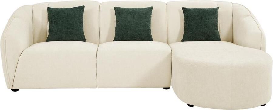 Vente-unique Zitbank met rechtse hoek in beige textuurstof NETOMIA L 272 cm x H 86 cm x D 169 cm