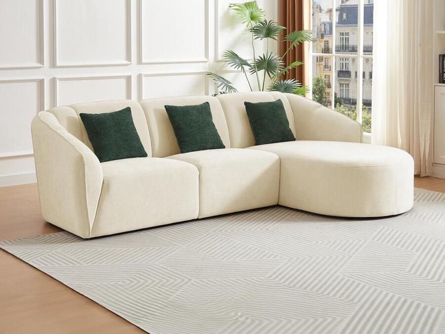 Vente-unique Zitbank met rechtse hoek in beige textuurstof NETOMIA L 272 cm x H 86 cm x D 169 cm - Foto 2